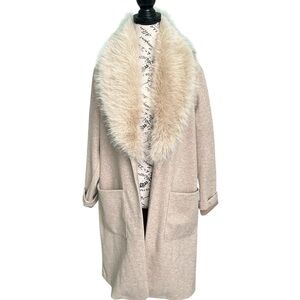 Joie Beige Coat with Faux Fur Collar NWOT